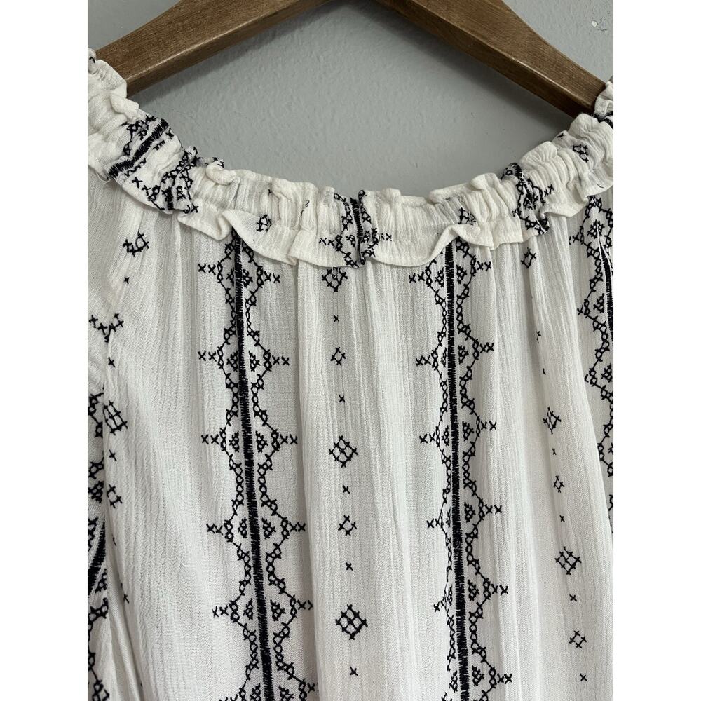 Knox Rose Peasant Top Women's Sz L White Embroidery Tassel Boho Cottage Country - Picture 8 of 10